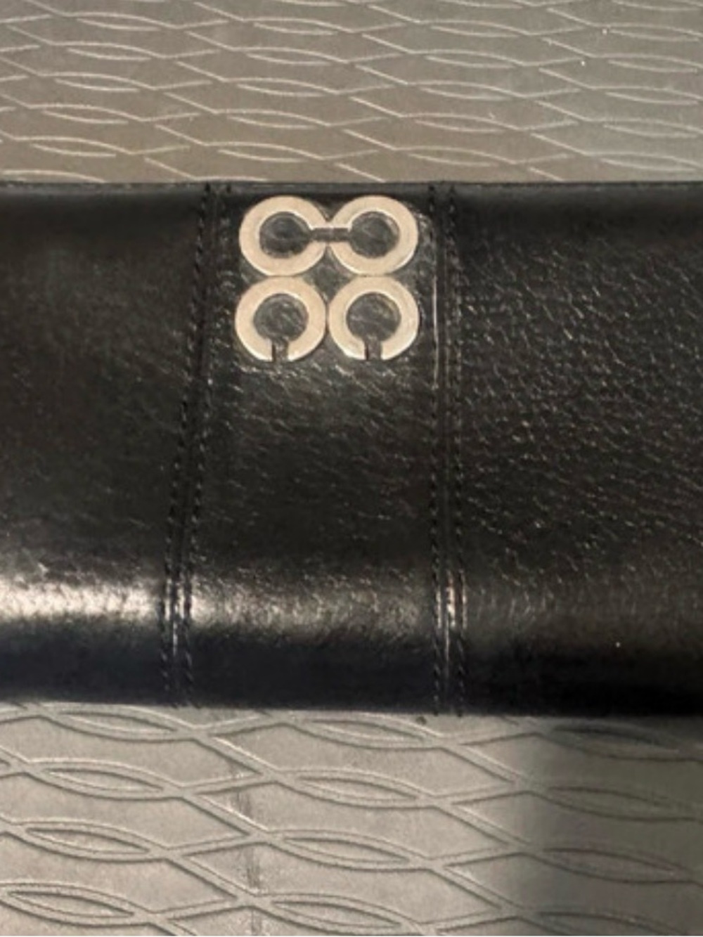 Black Leather Women's CoachWallet with Silver Logo
